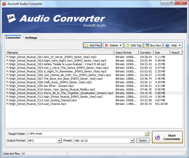 converting a wav file to mp3 vlc